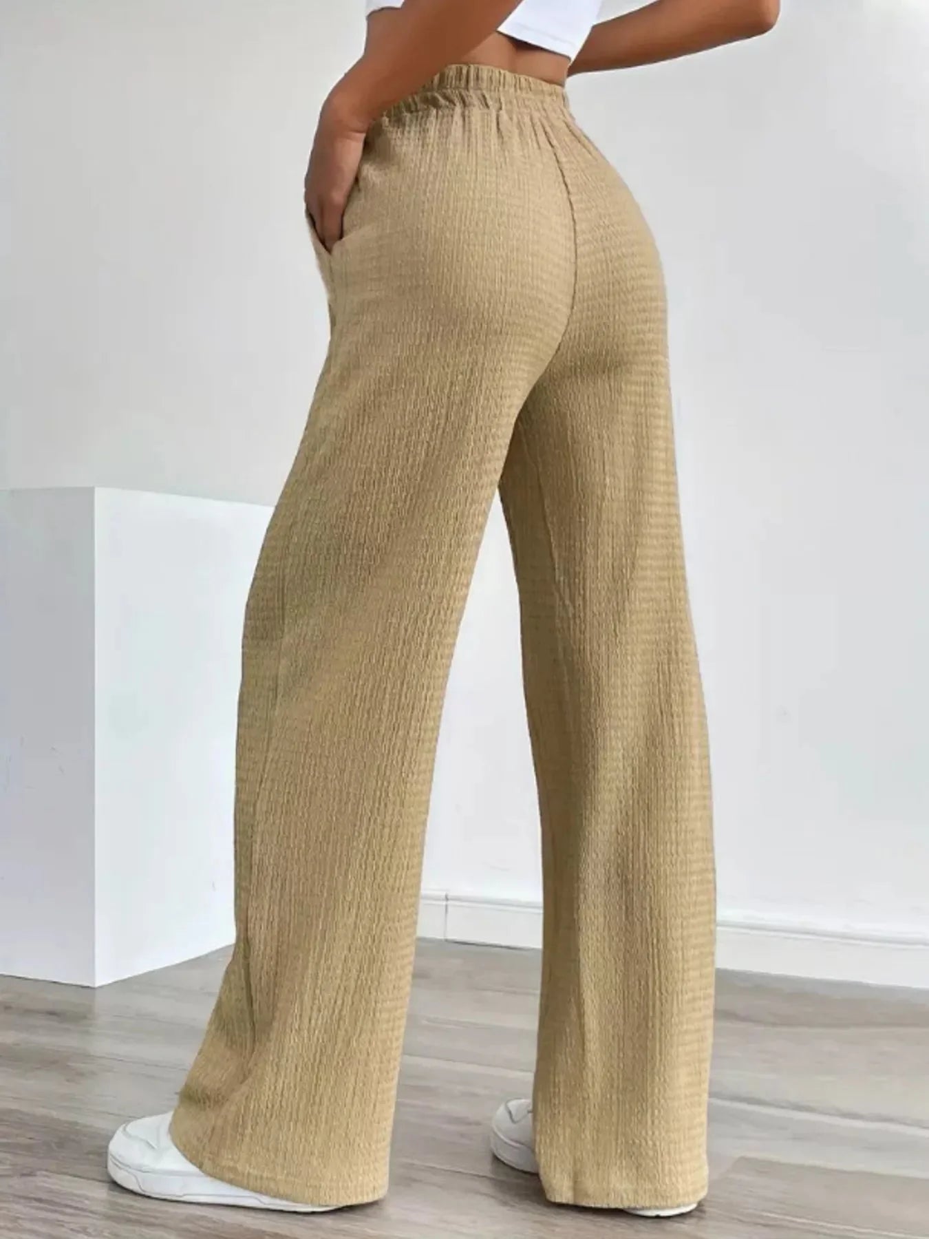 Textured Womens Wide Leg Pants