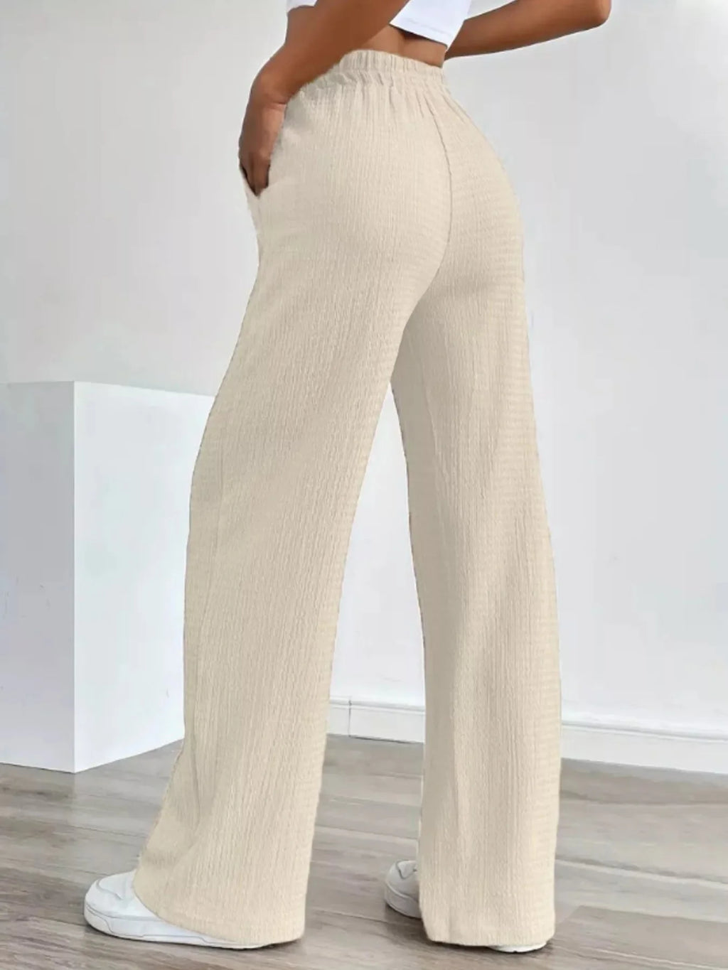 Textured Womens Wide Leg Pants