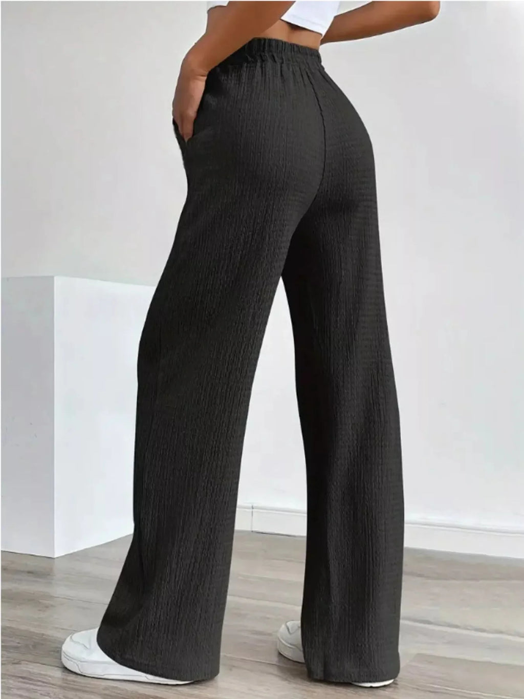 Textured Womens Wide Leg Pants