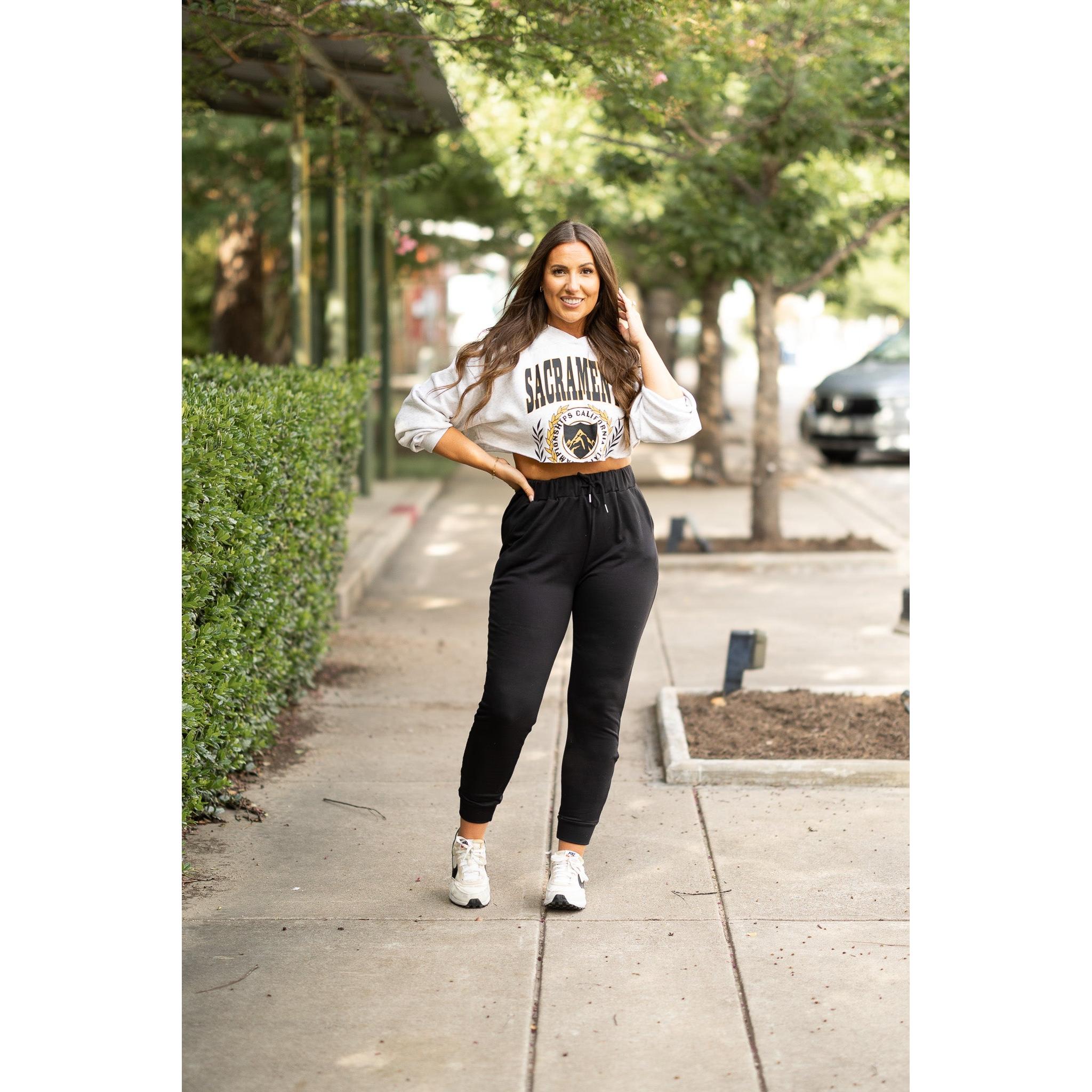 Ready to Ship | The Braelyn - Black Fleece Jogger