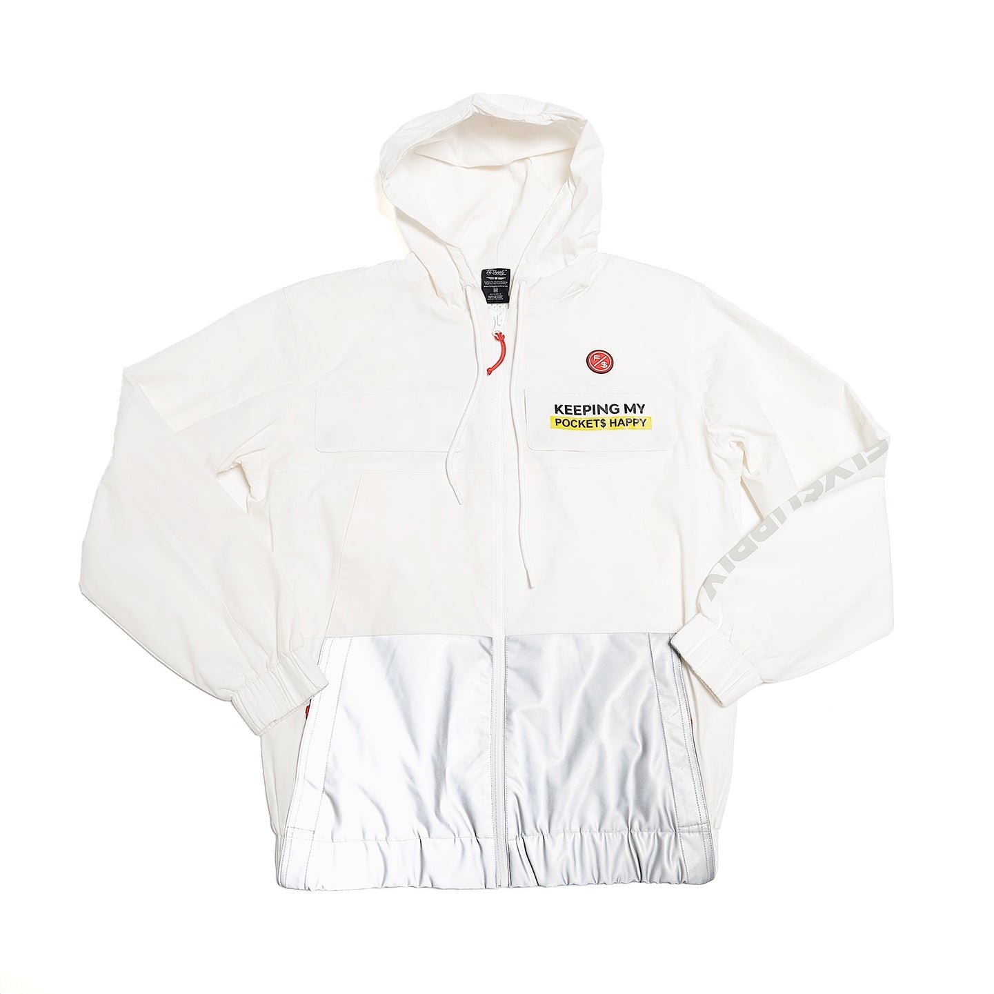 Happy Pockets Windbreaker Zip-Up Jacket (White)