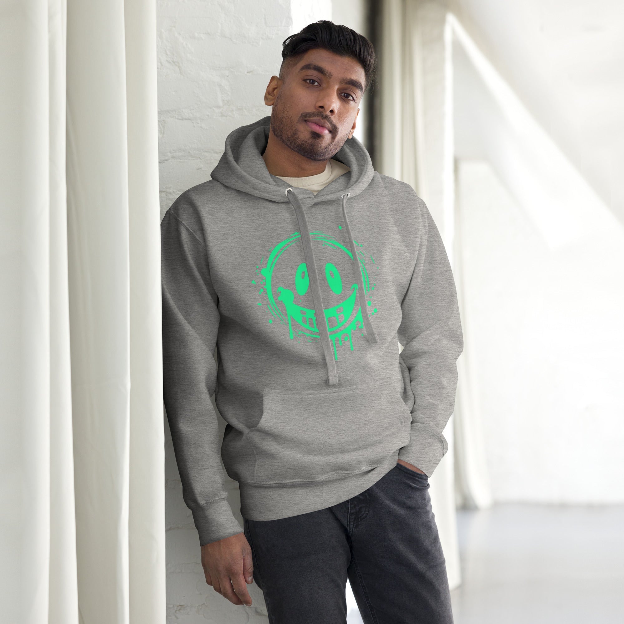 Men’s Green Smile Hoodie – Trendy & Comfortable Streetwear with a Fun Twist