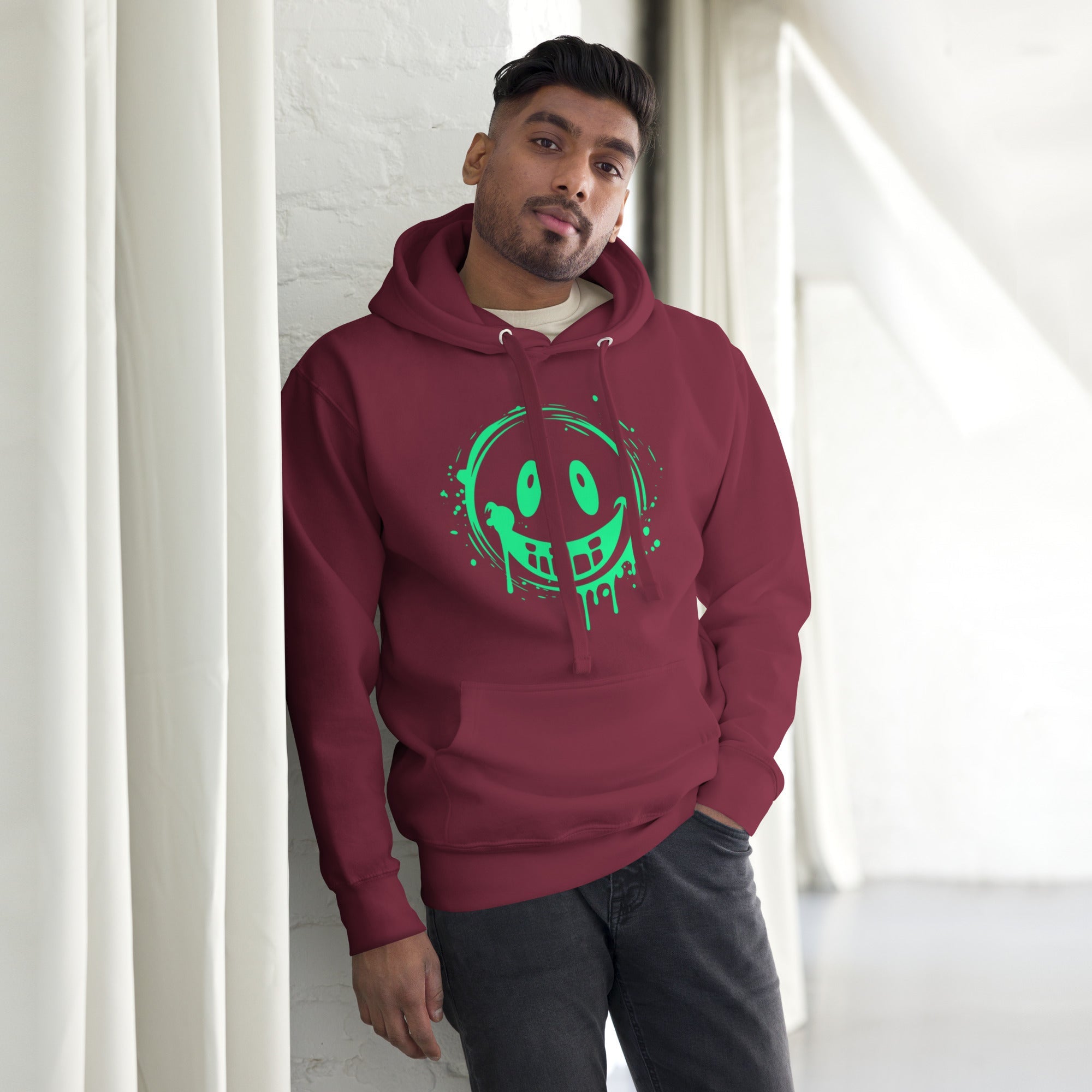 Men’s Green Smile Hoodie – Trendy & Comfortable Streetwear with a Fun Twist