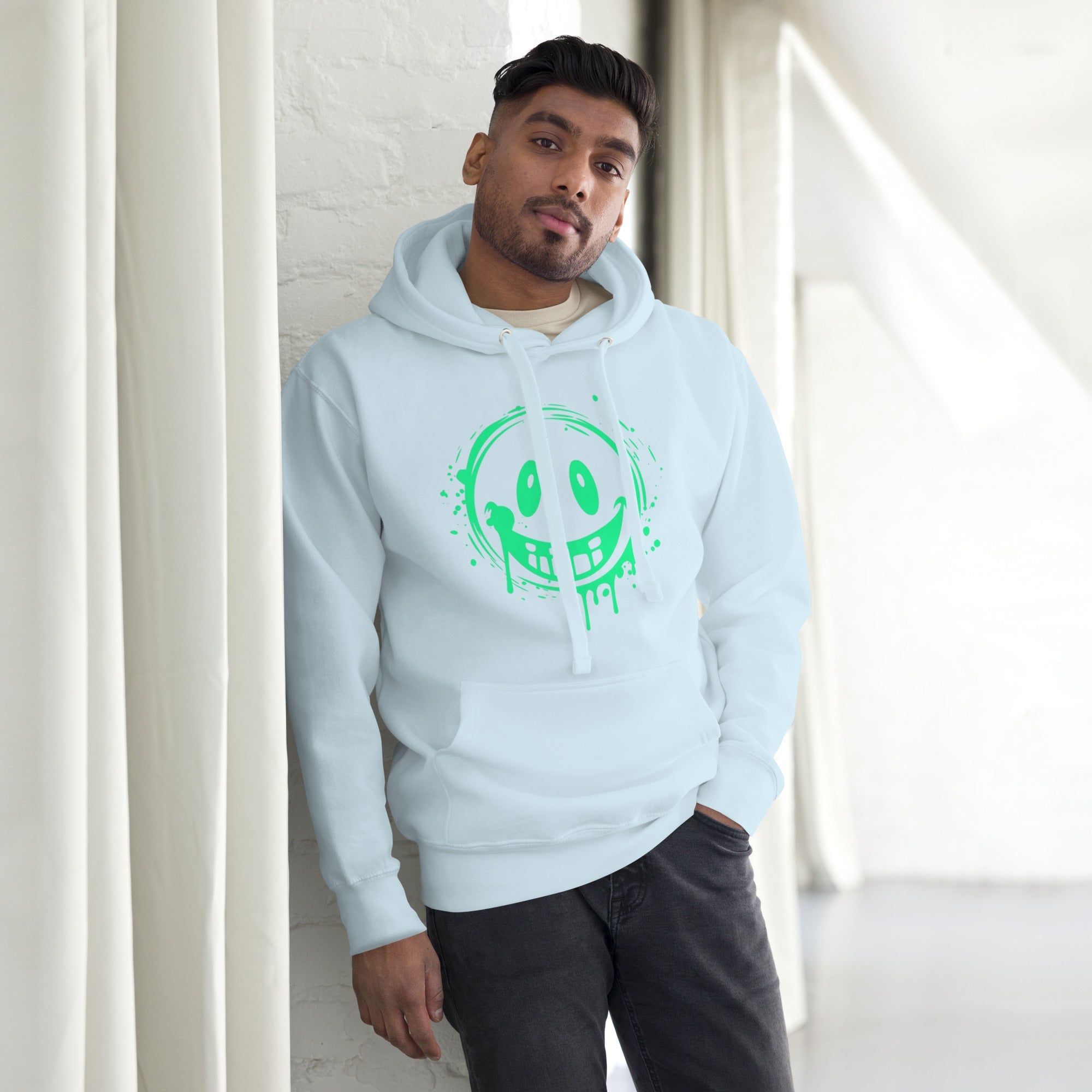 Men’s Green Smile Hoodie – Trendy & Comfortable Streetwear with a Fun Twist