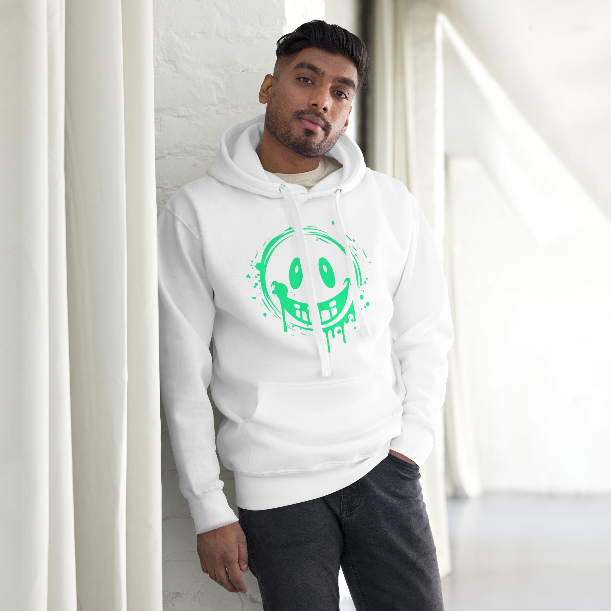 Men’s Green Smile Hoodie – Trendy & Comfortable Streetwear with a Fun Twist