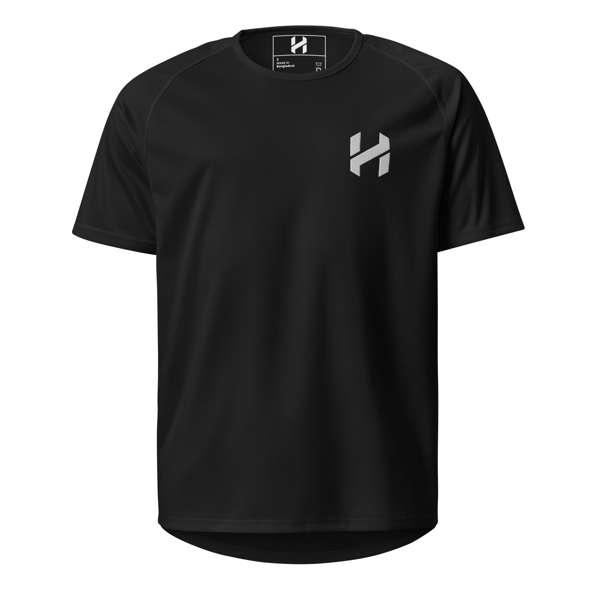 ShopHnH Men’s Performance Jersey – Black Athletic Mesh Workout Shirt | Breathable Polyester Gym & Streetwear Top with 3D Logo